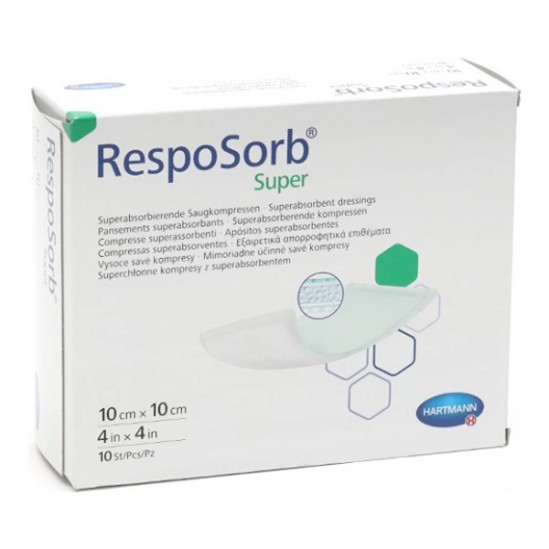 Hartmann RespoSorb Super pansement absorbant 10x10cm boîte de 10 Hartmann RespoSorb Super pansement absorbant 10x10cm boîte de 10