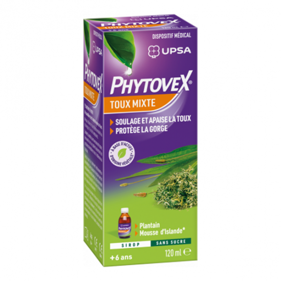 UPSA Phytovex sirop toux mixte sans sucre 120ml