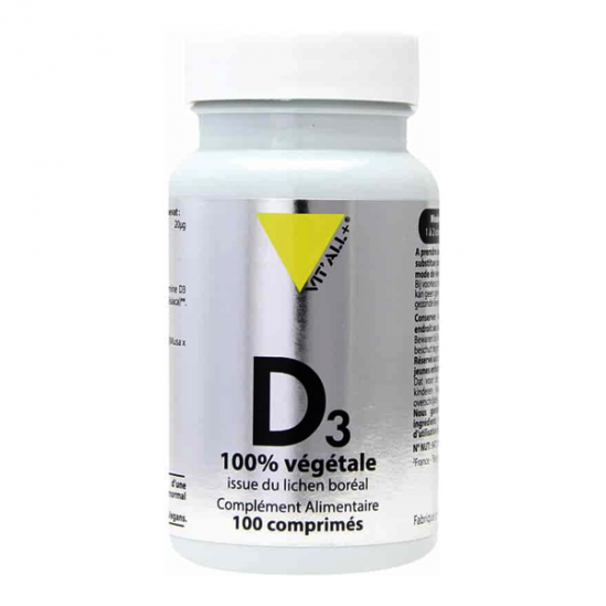 Vitall+ vitamine d3 végétale 20µg 100 comprimés sécables Vitall+ vitamine d3 végétale 20µg 100 comprimés sécables