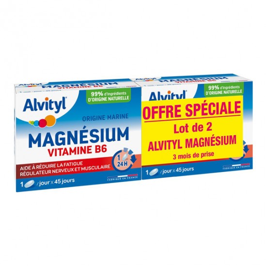 Alvityl Magnésium Vitamine B6 lot de 2 x 45 comprimés Alvityl Magnésium Vitamine B6 lot de 2 x 45 comprimés