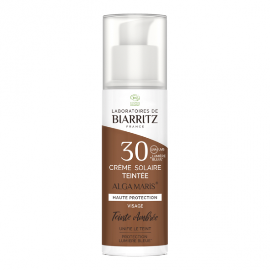 Biarritz Alga Maris crème solaire teintée ambrée spf30 - 50ml Biarritz Alga Maris crème solaire teintée ambrée spf30 - 50ml
