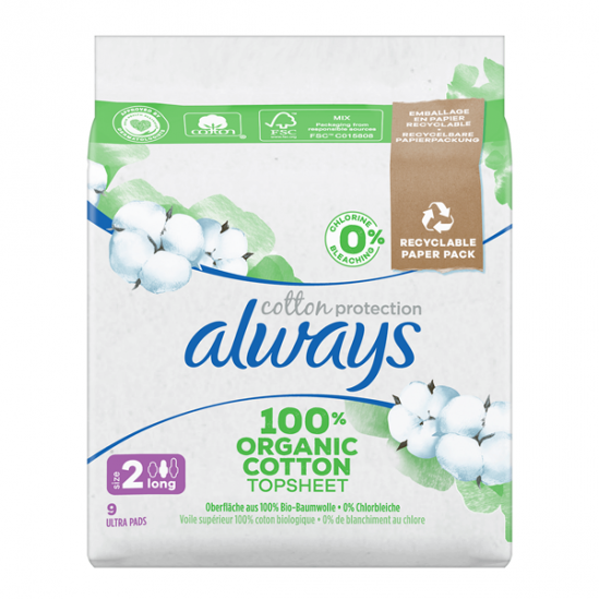 Always Cotton Protection 9 serviettes hygiéniques taille 2 long Always Cotton Protection 9 serviettes hygiéniques taille 2 long