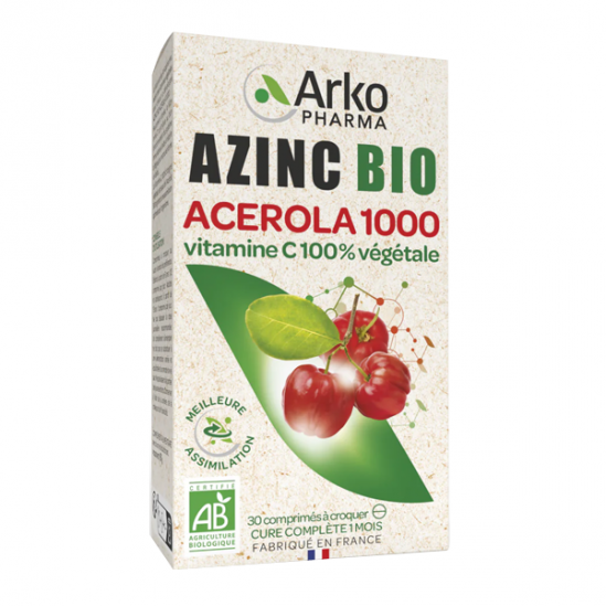 Azinc Acérola 1000 bio 30 comprimés Azinc Acérola 1000 bio 30 comprimés