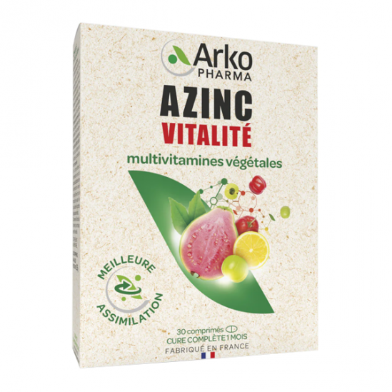 Azinc Vitalité multivitamines végétales 30 comprimés Azinc Vitalité multivitamines végétales 30 comprimés