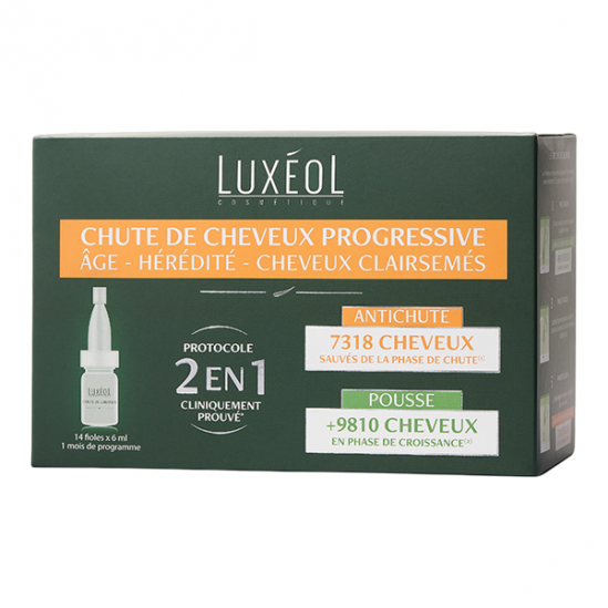 Luxéol chute de cheveux progressive 2en1 - 14 fioles x 6ml Luxéol chute de cheveux progressive 2en1 - 14 fioles x 6ml