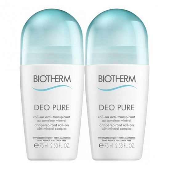 Biotherm Déo Pure roll-on anti-transpirant lot de 2x75ml Biotherm Déo Pure roll-on anti-transpirant lot de 2x75ml