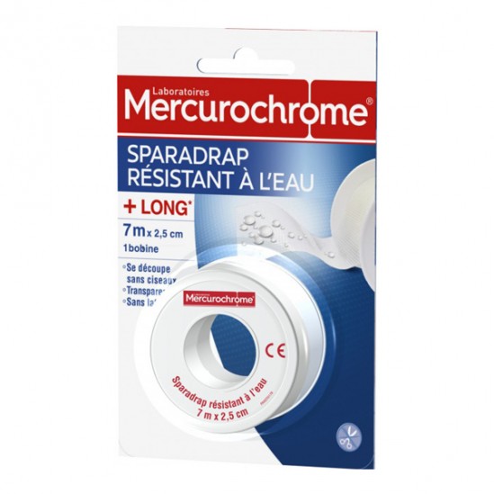 Mercurochrome sparadrap résistant à l'eau 7mx2,5cm