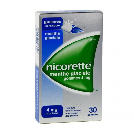 Nicorette Menthe Glaciale 4mg Sans Sucre 30 Gommes à Mâcher 