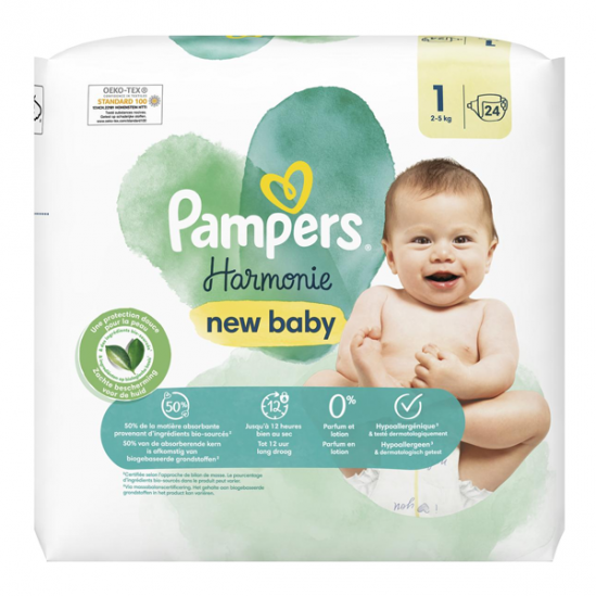 Pampers Harmonie couches bébé taille 1 de 2 à 5kg 24 paquet Pampers Harmonie couches bébé taille 1 de 2 à 5kg 24 paquet