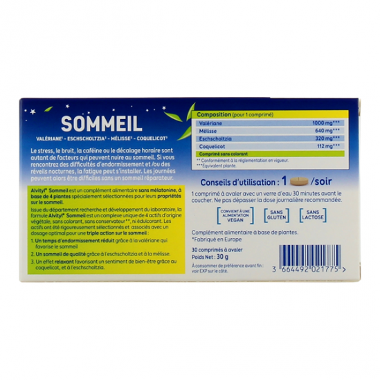 Alvityl Sommeil 30 comprimés Alvityl Sommeil 30 comprimés