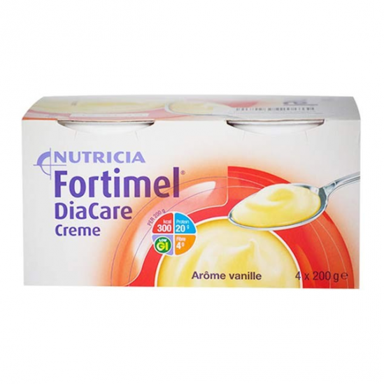 Nutricia Fortimel Diacare Crème chocolat 4 pots 200gr Nutricia Fortimel Diacare Crème chocolat 4 pots 200gr
