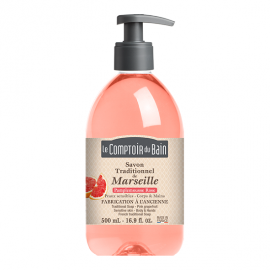 Le Comptoir du Bain savon de Marseille pamplemousse rose 500ml Le Comptoir du Bain savon de Marseille pamplemousse rose 500ml