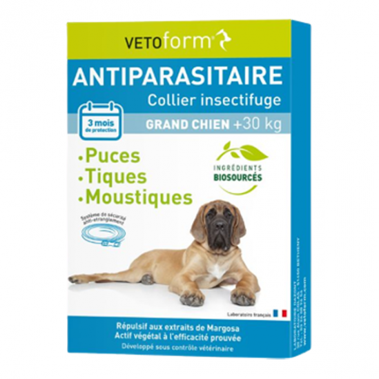 Vetoform antiparasitaire collier grand chien + 25kg 65cm Vetoform antiparasitaire collier grand chien + 25kg 65cm