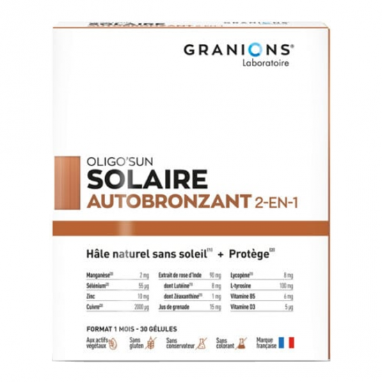 Granions Oligo'Sun autobronzant 2 en 1 - 1 mois 30 gélules Granions Oligo'Sun autobronzant 2 en 1 - 1 mois 30 gélules