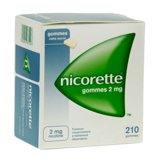 Nicorette 2mg Sans Sucre 210 Gommes à mâcher