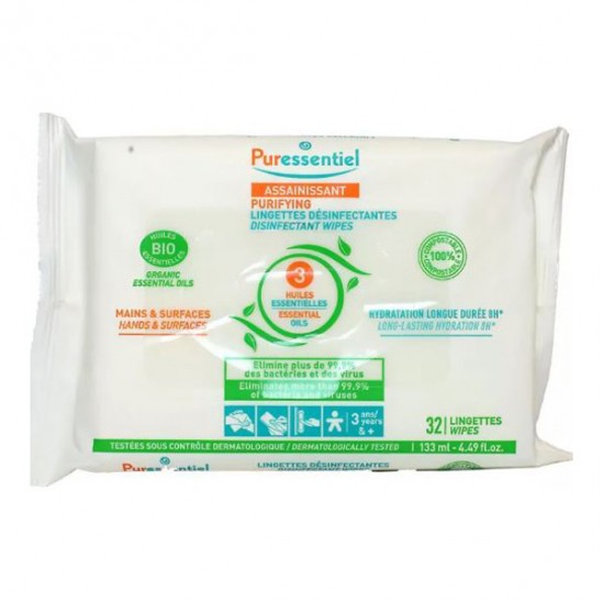 Puressentiel Assainissant 32 lingettes désinfectantes bio Puressentiel Assainissant 32 lingettes désinfectantes bio