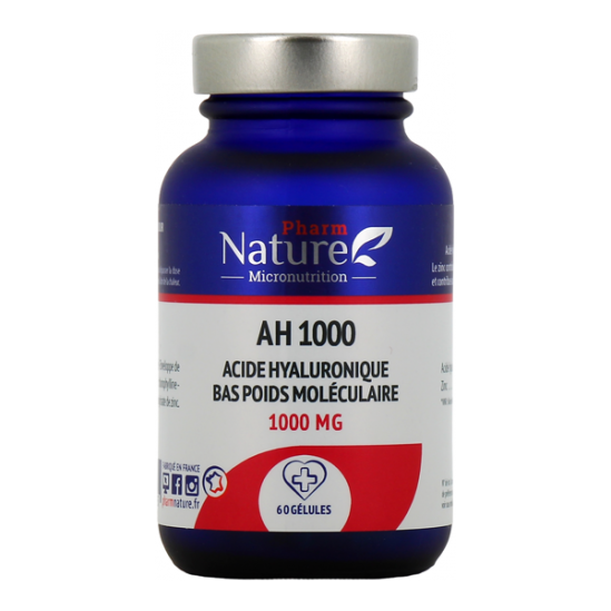 Pharm Nature AH-1000 Acide hyaluronique 1000mg 60 gélules Pharm Nature AH-1000 Acide hyaluronique 1000mg 60 gélules