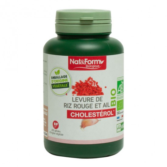 Nat&Form Levure de riz rouge et ail bio 200 gélules Nat&Form Levure de riz rouge et ail bio 200 gélules
