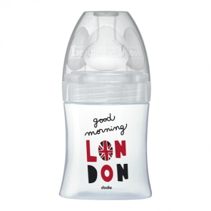Dodie Sensation+ biberon verre 150ml tétine plate débit 1, 0-6mois, London