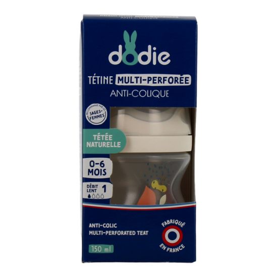 Dodie biberon tétine multi-perforée anti-colique 0 - 6 mois bleu 150ml Dodie biberon tétine multi-perforée anti-colique 0 - 6 mois bleu 150ml