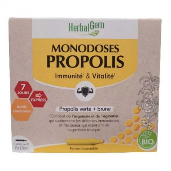 HerbalGem Monodoses Propolis Immunité & Vitalité 7 x 10ml HerbalGem Monodoses Propolis Immunité & Vitalité 7 x 10ml