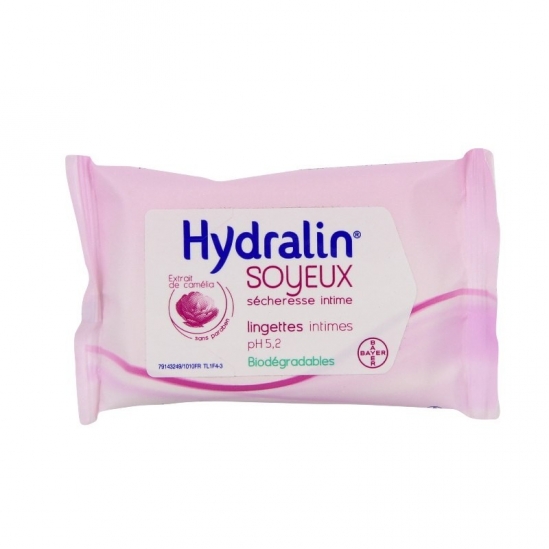 Hydralin soyeux sécheresse lingettes intimes 10 lingettes