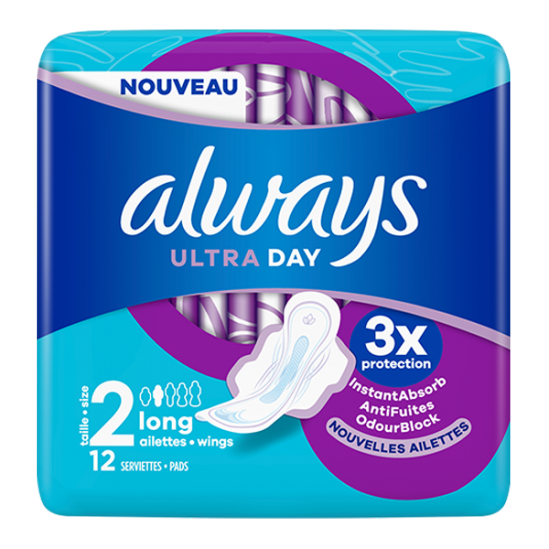 Always Ultra Day 12 serviettes hygiéniques taille 2 long Always Ultra Day 12 serviettes hygiéniques taille 2 long