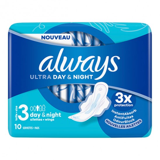 Always Ultra Day & Night 10 serviettes hygiéniques Always Ultra Day & Night 10 serviettes hygiéniques