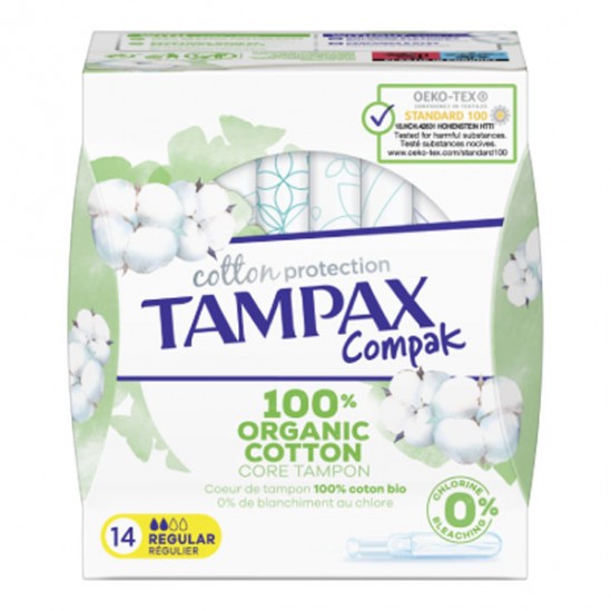 Tampax Compak Cotton protection périodique 14 tampons Tampax Compak Cotton protection périodique 14 tampons
