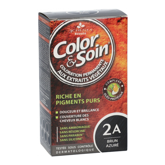 Les 3 Chênes Color & Soin coloration permanente 2A brun azuré Les 3 Chênes Color & Soin coloration permanente 2A brun azuré