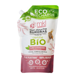 MKL Green Nature gel douche surgras Lait d'Ânesse éco-recharge bio 900ml