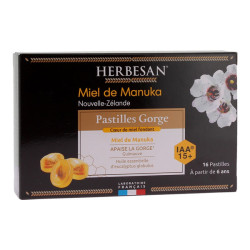 Herbesan Miel de Manuka IAA 15+ gorge boîte de 16 pastilles