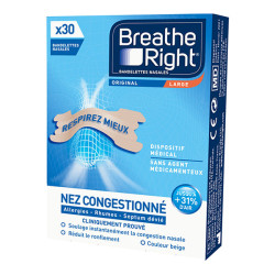Breathe Right Bandelettes nasales Original taille large boîte de 30