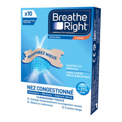 Breathe Right Bandelettes nasales Original taille large boîte de 10